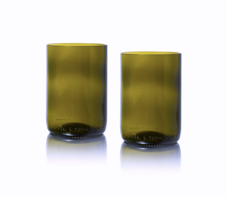 Rebottled ::: Circular drinking glass olive ::: Box of 2