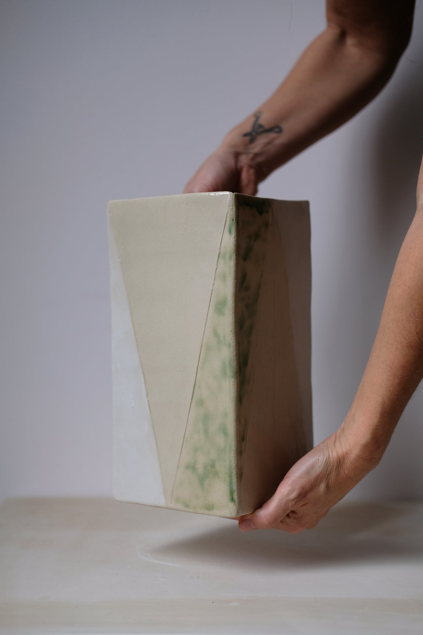 Large Vase 'Balanced' ::: Cream, White Snake & Green