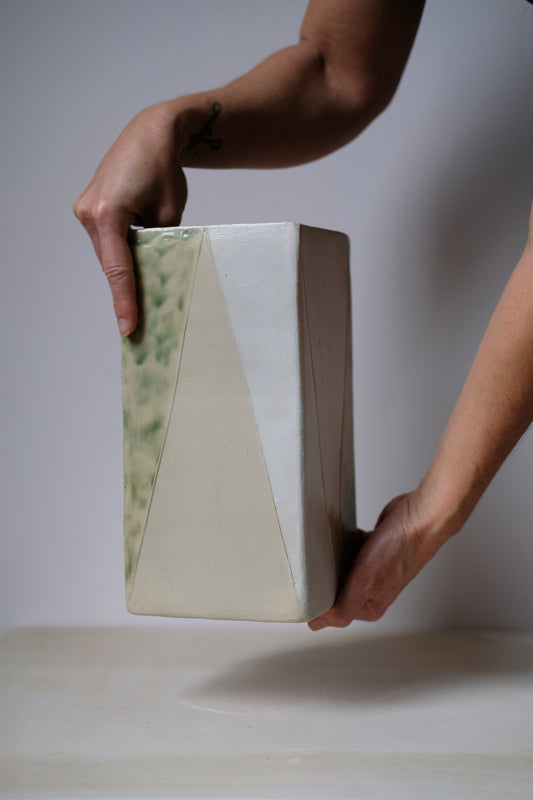 Large Vase 'Balanced' ::: Cream, White Snake & Green