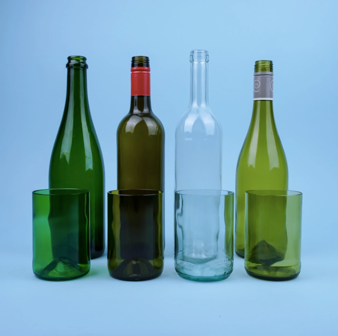 Rebottled ::: Circular drinking glass olive ::: Box of 4