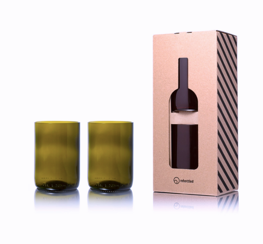 Rebottled ::: Circular drinking glass olive ::: Box of 2